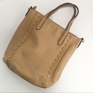 Beige Leather daisy stud bag Annabel Ingall